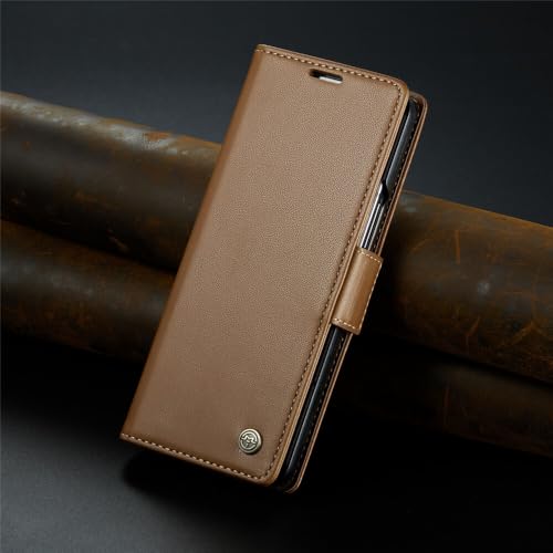 Étui Samsung Galaxy Z Fold 5 antichoc marron avec étui portefeuille et support clapet
