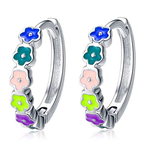 Pendientes de aro con diseño de animal para niñas, plata de ley, panda y mariposa, bonitos aretes de aro de zorro mamá, oso lobo, flamenco, aretes de ópalo para regalos para niños, Plata de ley Cover