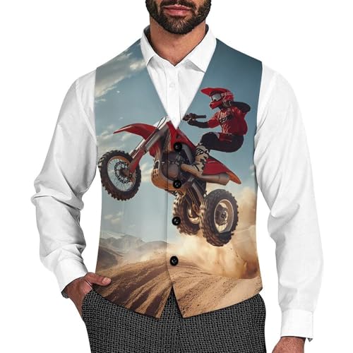 Three Wheeler Motocross Mens Slim Fit Suit Vest Dress Waistcoat Casual Business Vest