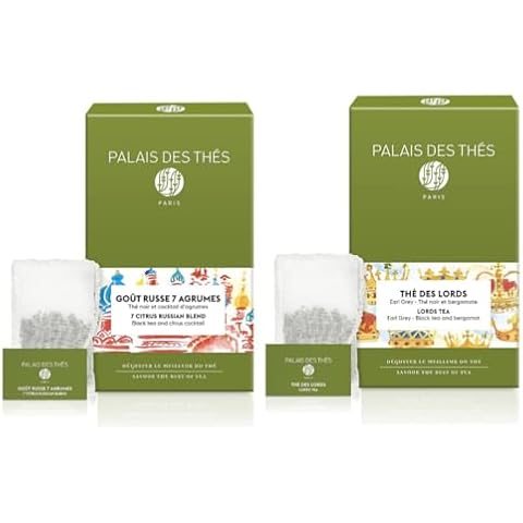 Palais des Thés - Black Tea Bags Bundle - 7 Citrus Russian Blend & Thé Des Lords - 40 Count Biodegradable Tea Bags Box Cover