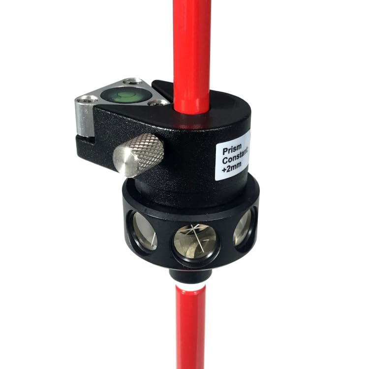 Miniprisma de medición 360°, Allround Prisma MPS360T desplazable con 4 varillas de 30 cm + adaptador de libélula de 2 mm para estación total