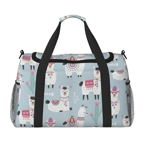 Cute alpaca Print Travel Duffle Bag Large Capacity Tote Stylish Weekender Bag for Outdoor Activities