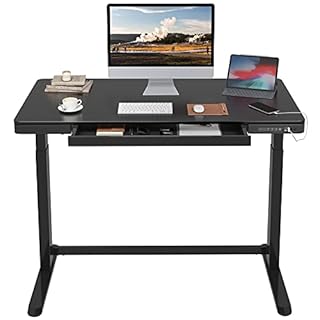 FLEXISPOT EW8 Comhar Electric Standing Desk with Drawers Charging USB Port, Height Adjustable 48" Whole-Piece Quick Install Home Office Computer Laptop Table with Storage (Black Top + Frame) (B08RHKCYHN)