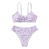 Generisch 2026 para niñas, conjunto de 2 piezas, traje de baño con estampado floral, traje de baño de bikini con tiras para adolescentes, playa, vacaciones, fiesta en la piscina, entrenamiento de