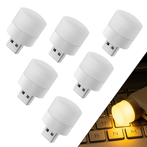 Vicbond Usb Night Light, Usb Led Light, Energy-Saving Light, Compact Led Bulb, Portable Lighting, Ambient Lighting, Decorative Lamp, Mini Usb Light For Car, Bedroom, Nursery, Bathroom (Warm,6Pcs) #TOP1