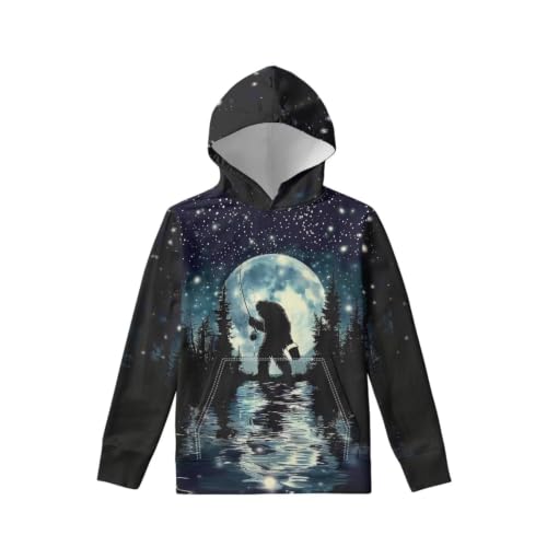 Image of WELLFLYHOM Boys Hooded Sweatshirts Hoodie Pullover Cool Graphic Crewneck Blouses Size 6-16
