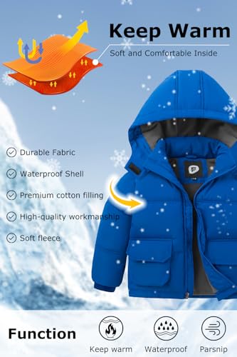 Boys Winter Coat Kids' Thick Puffer Jackets with Removable Hood Warm Quilted Coats Big Boys4