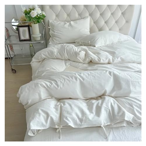 Housse de couette blanche double super doux avec drap grand lit - 4
