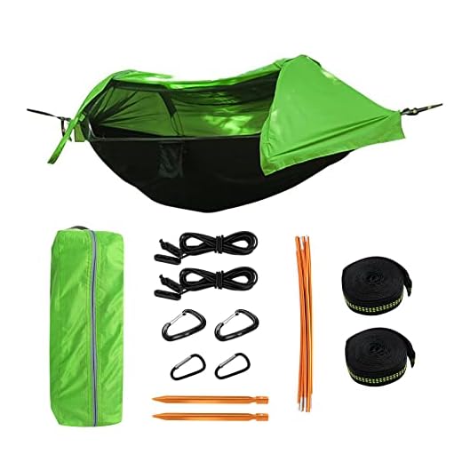 Camping Hammock with Mosquito Net and Rainfly Cover, Lightweight Portable Hammock for Outdoor Backpacking Hiking Travel (Green)