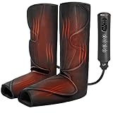 SHINE WELL Leg Massager with Heat, Foot and Leg Massager for Circulation, 2 Heat 3 Modes 3 Intensities 2 Extensions, Leg Air Compression Massager for Pain Relief, Muscle Relaxation, Gifts for Family