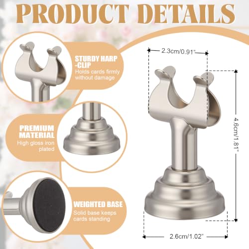 Image of 24 Pcs Satin Nickel Metal Table Number Holders 1.8 Inch Mini Wedding Place Card Holders Bulk Harp Clip Table Sign Stands Card Holder for Memo Notes Menu Wedding Restaurant Birthday Decor
