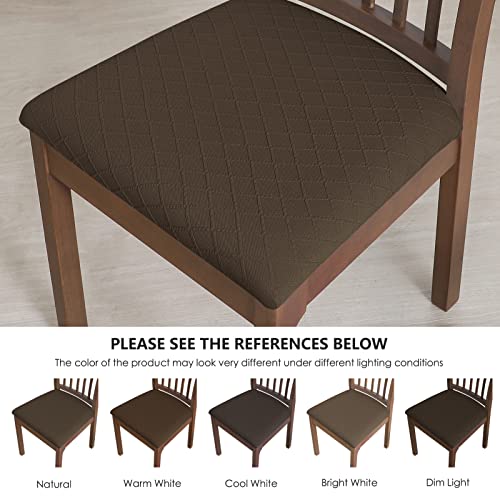 Forcheer Waterproof Seat Covers For Dinning Room Chairs Set Of 2,Jacquard Stretch Dining Chair Slipcover Kitchen Chair Covers Washable, Light Brown #TOP5