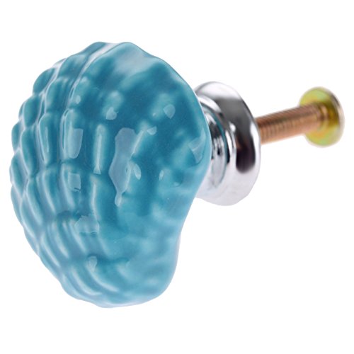 Joyindecor Ceramic Seashell Nautical Drawer Pulls Handles for Kitchen Cabinet Dresser Cupboard Wardrobe, Beach/Ocean Theme Knobs Coastal Dreseer Knobs, Pack of 6 (Blue) - Image 5