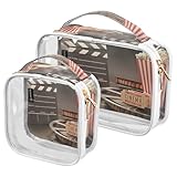ZOEO 2 Pack Clear Makeup Bag, Movie Theater Popcorn Car Pouches For Organization Waterproof Travel Toiletry Bags For Women Girl