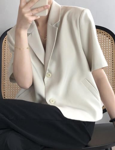 Kinghua Cropped Blazers for Women Spring Summer Short Sleeve Jackets Casual Lightweight Work Office Blazer Tops3