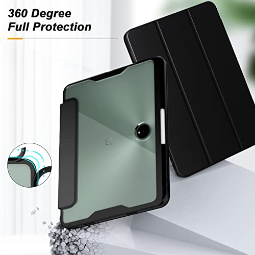 Cresee Case For Oneplus Pad, Flip Stand Cover Auto Wake Sleep Magnetic Closure Stylo Holder Clear Rugged Pc Back Tpu Bumper Shock-Proof Tablet Case For Oneplus Pad - Black Flip #TOP4