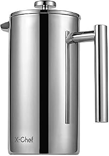 X-Chef 50oz/1500ml French Press, 304 Stainless Steel Coffee Press Coffee Maker, Double-Wall