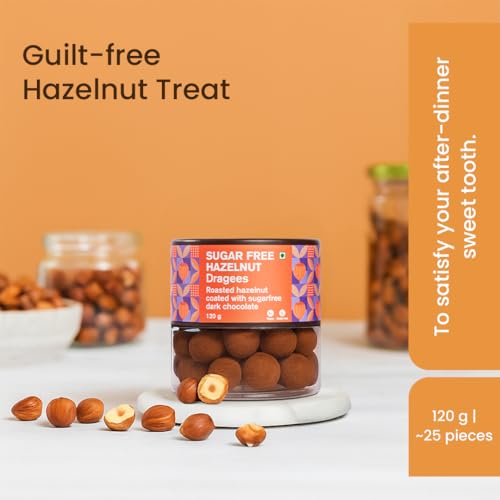Image of Entisi Nutties Chocolates - Sugar Free Dark Hazelnut Chocolate Coated Dragees Jar - No Added Sugar - Keto Friendly Chocolate Snack - Gift Jar, Ideal for Gifting, Celebrations & Everyday Treats 120g