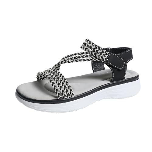 Sandalias deportivas de plataforma mujer negras talla 39.5: zapatos de verano informales