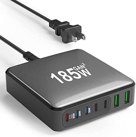 USB C Charger, 185W 7 Port USB C Charging Station USB C Charger Block USB C Wall Fast Charger Laptop Power Adapter for MacBook Pro/Air,iPad Pro,iPhone 14/13/Mini/Pro/13Pro Max/12 Samsung Galaxy Note