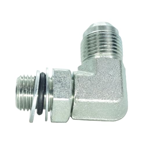 Image of 1 Piece Hydraulic Fitting 1 /2 Male JIC (3 /4 inch-16) X M16 x 1.5 Male Metric 90 Degree Elbow Adapter