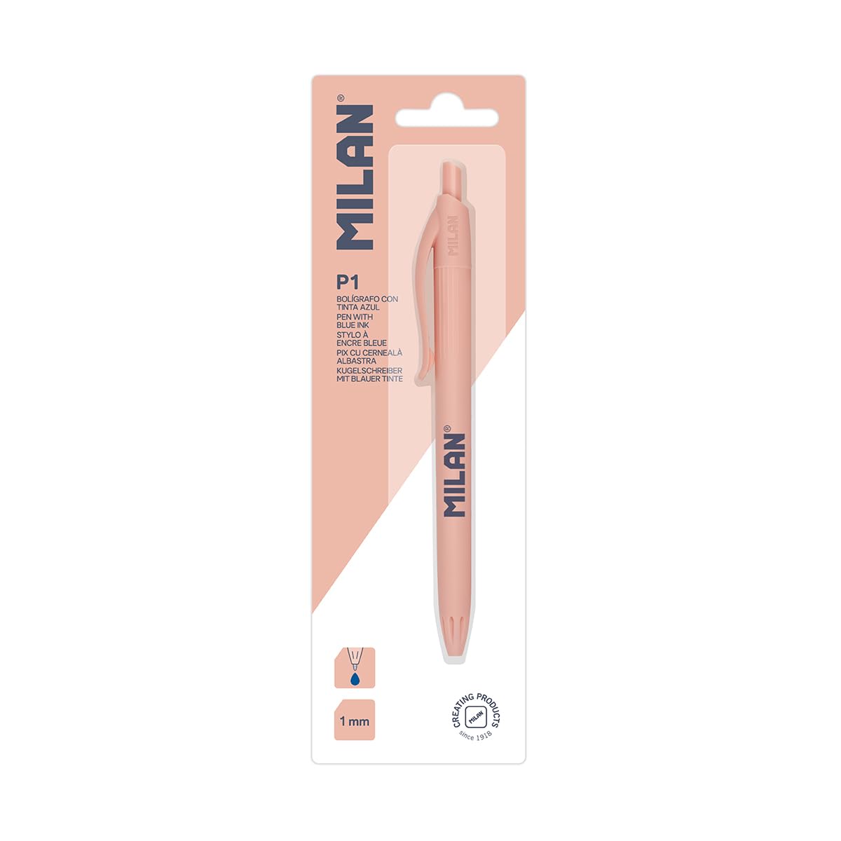 MILAN® Blíster bolígrafo P1 tinta azul, 430 since 1918, rosa