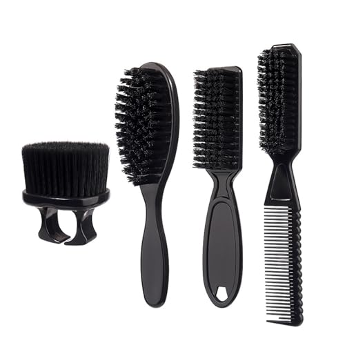 Juego de 4 cepillos de peluquería para hombres, cepillo de doble cabeza, cepillo de peinado de cabello, cepillo de grasa, cepillo de limpieza de barba, cepillo de limpieza de cabello