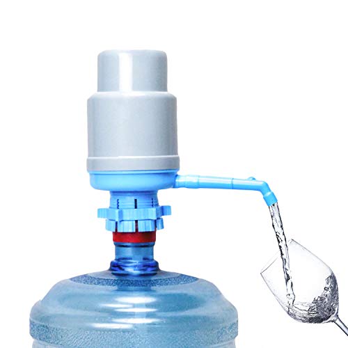 Water Bottles Pump Blue Gray Thickened Manual Hand Pressure Drinking Fountain Pressure Pump Water Press Pump with an Extra Short Tube with Cap Fits Most 2-6 Gallon Water Coolers