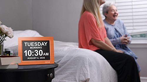 American Lifetime, Newest Version, Day Clock Extra Large Impaired Vision Digital Clock with Battery Backup and 5 Alarm Options, Brown Wood Color - Thumbnail 2