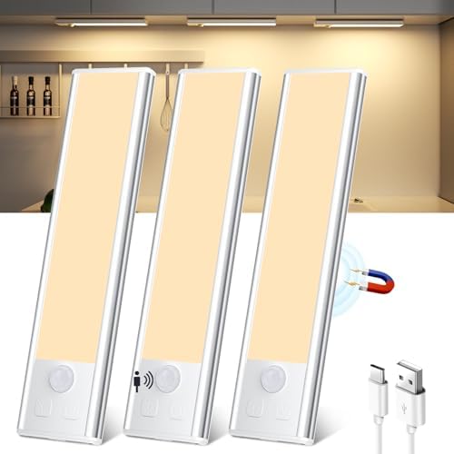 Pack of 3 Cabinet Lighting LED Battery Dimmable with Motion Sensor Warm