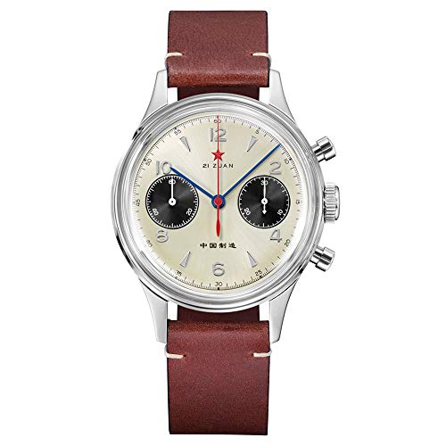クラシカル メンズ 腕時計 機械式時計 クロノグラフ 1963年パイロットクロノグラフ ミリタリー 時計 ST1901ムーブメント 手巻き 30M防水 Acrylic