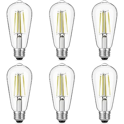 ST19 Vintage LED Edison Bulbs, 60W Eq, Dimmable, Daylight 5000K, 6-Pack