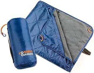 Connect Outdoors Camping Blanket Waterproof Windproof Packable Foldable Extendable Warm Quilted Fleece