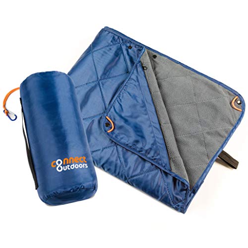 Connect Outdoors Camping Blanket Waterproof Windproof Packable Foldable Extendable Warm Quilted Fleece