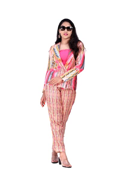 nithi Women's Cotton Striped Multicolor Blazer Set|Multicolored|-picture-54