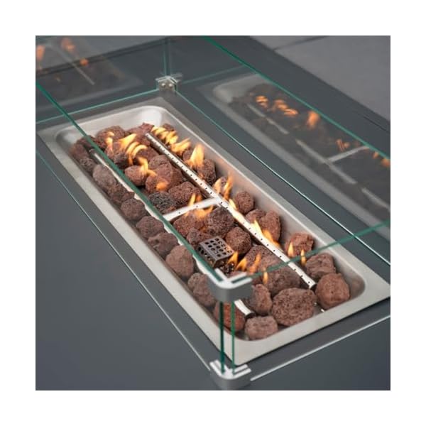 Patioco Gartenlounge-Set U-Form Grau mit Gasfeuerstelle