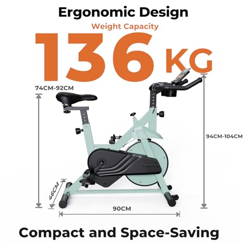 DeerRun Exercise Bike Professional Adjustable Magnetic Resistance Indoor Cycling Bike Fitness Stationary Bike with App to Monitor Data Spin Bike for Home 136 kg Weight Capacity - Image 4