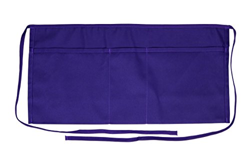 Iconikal Restaurant Grade 3-Pocket Waist Apron, Purple, 5-Pack