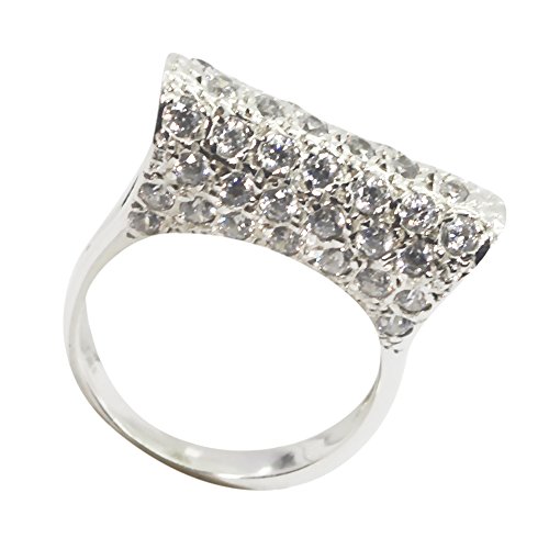 Bague de fiançailles zircon cubique blanc rond style cluster argent toutes tailles