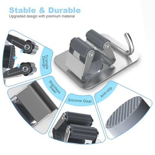 XCIXCI 4 Pack Stainless Steel Mop and Broom Gripper with Hook, Screw Drilling or Self Adhesive Mop and Broom Holder Wall Mount, Storage Rack for Closet Laundry Garage Garden Tool Organizer, Silver by XCIXCI - Image 4