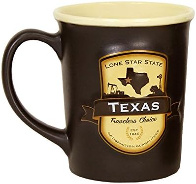 Texas Emblem 18oz Ceramic Coffee Tea Mug Cup 5 Inches Long By 4.75 Inches Tall By 4 Inches in Diameter.