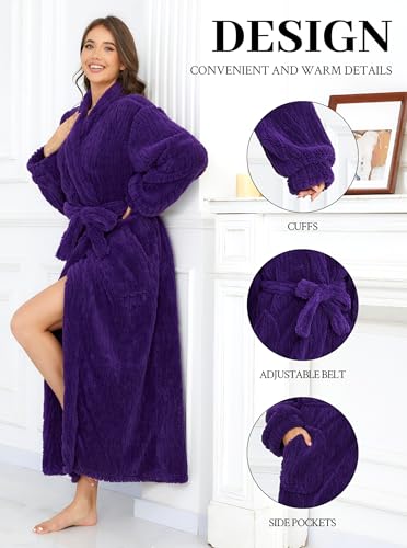 Image of Women Long Plush Fleece Bath Robe