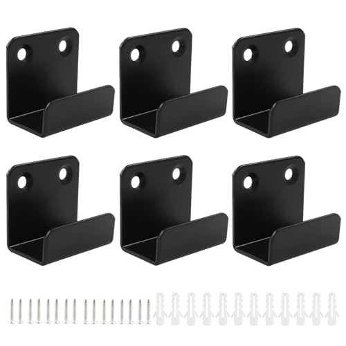 Image of 6 Pack Wall Hanger Fastener, Stainless Steel Mount Brackets Hook With 20mm Inner Width Heavy Duty Tile Display Hangers for Ceramic (Black)