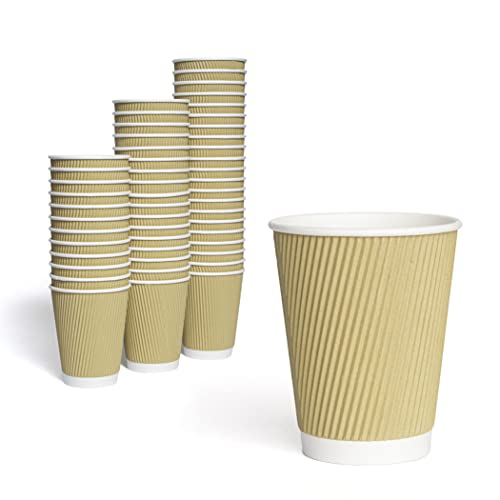 Caterserve 100 Ripple Wall Paper Cups - Insulated Design for Tea and Coffee Takeaway Hot and Cold Drinks 8oz