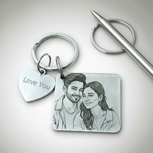 Personalized Engraved Photo Keychain – Custom Stainless Steel Key...