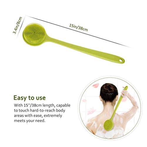 NILKANTH® -Slicone Bath Body Brush Exfoliator, Back Brush Long Handle for Shower with Soft Bristles, Back Scrubber, (Grey) 1