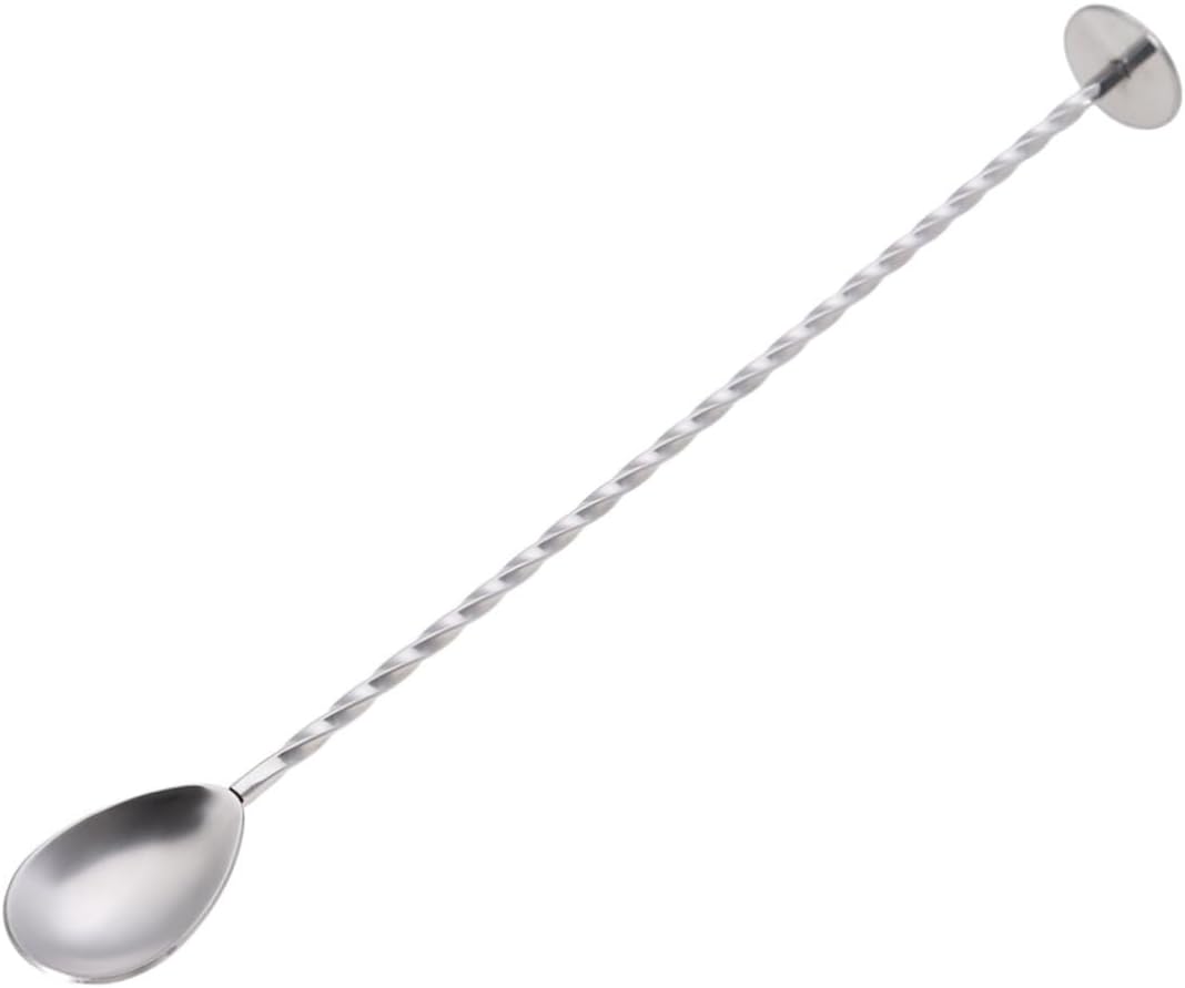 Stainless Steel Cocktail Threaded Bar Spoon Swizzle Stick for Mixed Drinks and Bartending