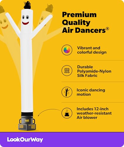 Image of LookOurWay Air Dancers Wacky Waving Inflatable Tube Man Set - 10 Feet Tall Inflatable Dancing Man with Blower - White
