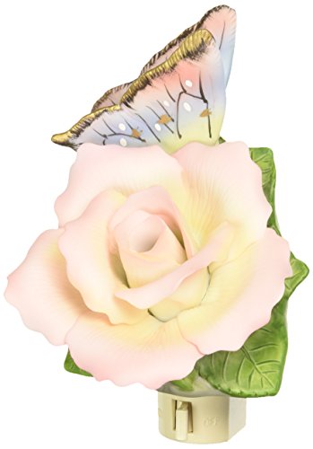 Cosmos 2127 Fine Porcelain Lighted Butterfly/Peace Rose Night Light, 3-Inch #TOP26