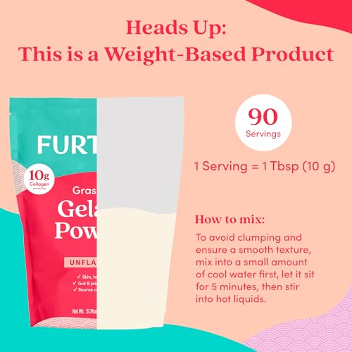 Further Food Premium Gelatin Powder – Unflavored, Grass-Fed & Pasture-Raised Beef Hide, Non-GMO, Sugar-Free, Keto & Paleo Friendly, 31.74 oz